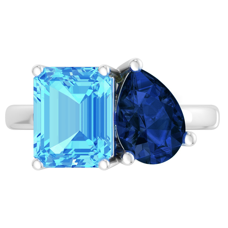 Martha Stewart 4 3/4ctw. Blue Topaz & Sapphire Two Stone Ring In Sterling Silver image number null